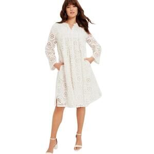 New June + Vie white eyelet sheath midi dress 3X 30/32